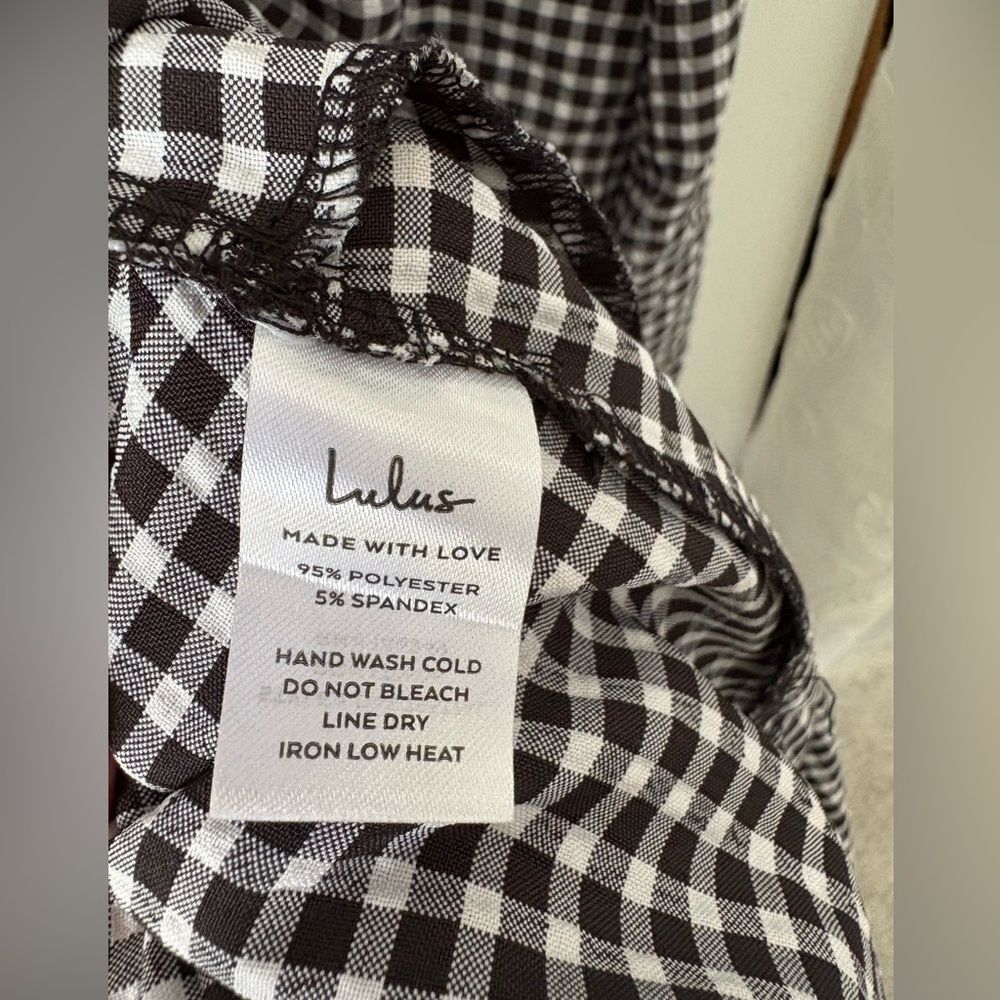 New NWT Lulus Gingham Smocked Maxi Dress off the shoulder side pockets size M - Picture 10 of 10